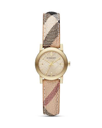 Burberry Gold Watch with Haymarket Check Strap, 26mm 